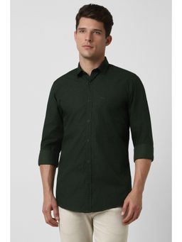 Peter England - Men Green Checks Full Sleeves Casual Shirt
