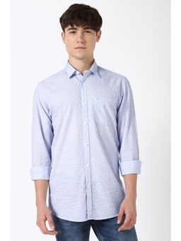 Peter England - Men Blue Printed Full Sleeves Casual Shirt