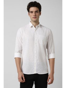 Peter England - Men White Printed Full Sleeves Casual Shirt