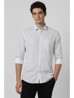 Peter England - Men White Printed Full Sleeves Casual Shirt