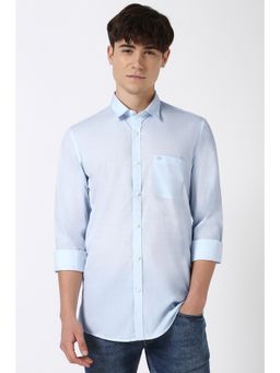 Peter England - Men Blue Checks Full Sleeves Casual Shirt