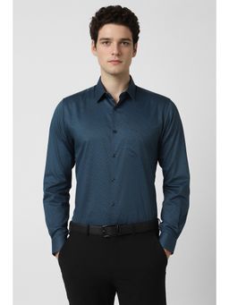 Peter England - Men Blue Printed Full Sleeves Formal Shirt