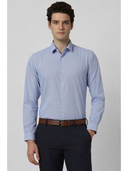 Peter England - Men Blue Textured Full Sleeves Formal Shirt