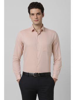 Peter England - Men Peach Solid Full Sleeves Formal Shirt