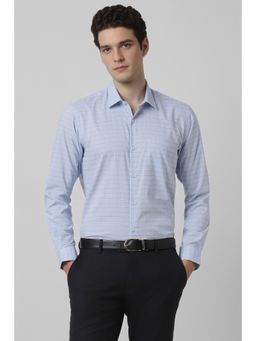 Peter England - Men Blue Checks Full Sleeves Formal Shirt