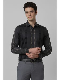 Peter England - Men Black Checks Full Sleeves Formal Shirt