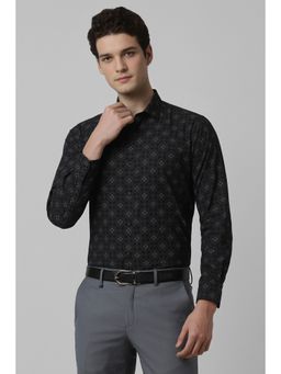 Peter England - Men Black Printed Full Sleeves Formal Shirt