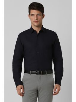Peter England - Men Black Textured Full Sleeves Formal Shirt