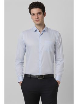 Peter England - Men Blue Textured Full Sleeves Formal Shirt
