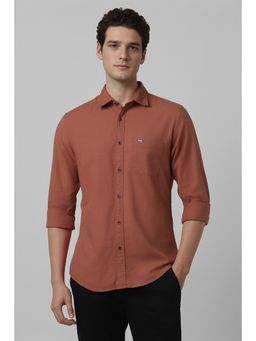 Peter England - Men Brown Solid Full Sleeves Casual Shirt