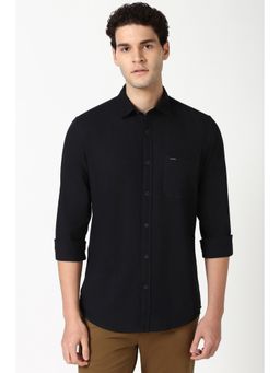 Peter England - Men Black Solid Full Sleeves Casual Shirt