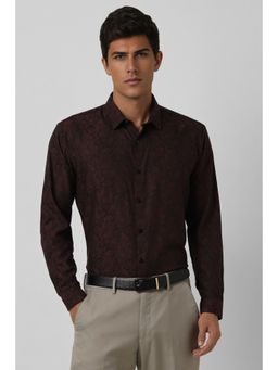 Van Heusen - Men Maroon Printed Full Sleeves Casual Shirt