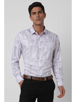 Van Heusen - Men White Printed Full Sleeves Casual Shirt
