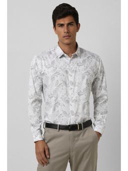 Van Heusen - Men White Printed Full Sleeves Casual Shirt
