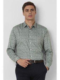 Van Heusen - Men Grey Printed Full Sleeves Casual Shirt