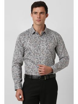 Van Heusen - Men Grey Printed Full Sleeves Casual Shirt