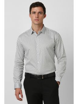 Van Heusen - Men White Printed Full Sleeves Casual Shirt