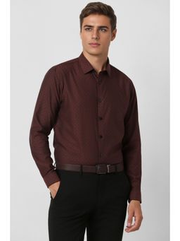 Van Heusen - Men Maroon Textured Full Sleeves Casual Shirt