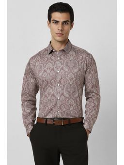 Van Heusen - Men Brown Printed Full Sleeves Casual Shirt