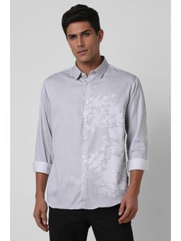 Van Heusen - Men White Stripes Full Sleeves Casual Shirt