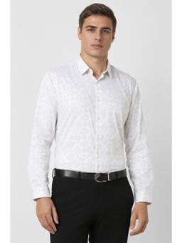 Van Heusen - Men White Printed Full Sleeves Casual Shirt