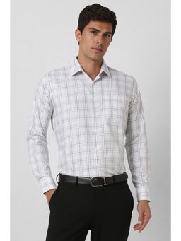 Van Heusen - Men White Checks Full Sleeves Formal Shirt