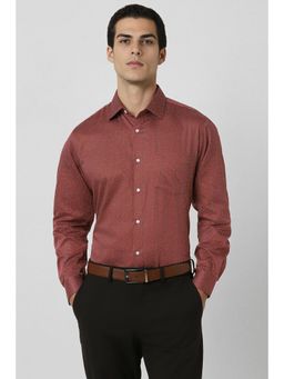 Van Heusen - Men Red Printed Full Sleeves Casual Shirt