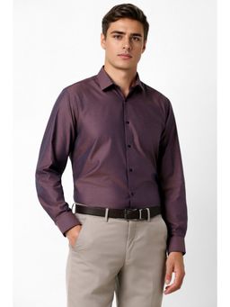 Van Heusen - Men Purple Textured Full Sleeves Casual Shirt