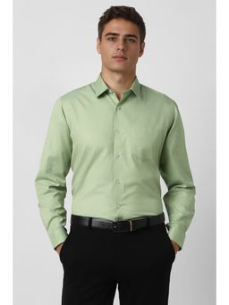 Van Heusen - Men Green Textured Full Sleeves Casual Shirt