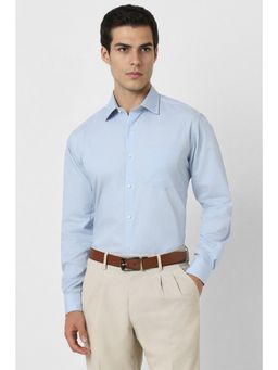 Van Heusen - Men Blue Solid Full Sleeves Casual Shirt