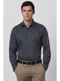 Van Heusen - Men Navy Blue Printed Full Sleeves Casual Shirt