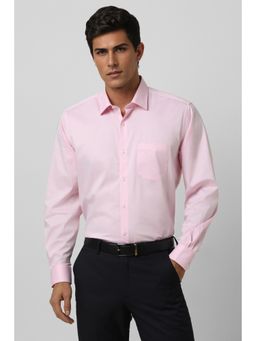 Van Heusen - Men Pink Solid Full Sleeves Casual Shirt