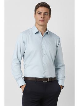 Van Heusen - Men Green Textured Full Sleeves Casual Shirt