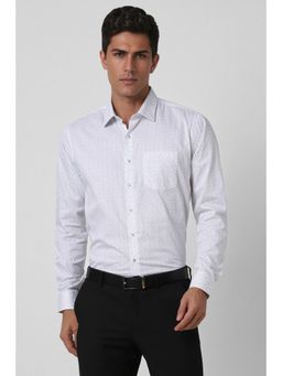 Van Heusen - Men White Printed Full Sleeves Casual Shirt