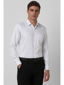 Van Heusen - Men White Printed Full Sleeves Casual Shirt