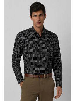 Van Heusen - Men Black Printed Full Sleeves Casual Shirt