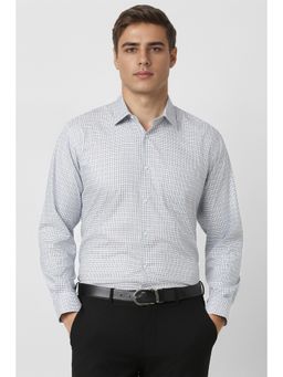 Van Heusen - Men White Checks Full Sleeves Formal Shirt