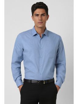 Van Heusen - Men Blue Textured Full Sleeves Formal Shirt