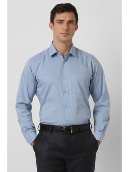 Van Heusen - Men Blue Printed Full Sleeves Formal Shirt