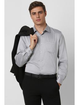 Van Heusen - Men Grey Textured Full Sleeves Formal Shirt