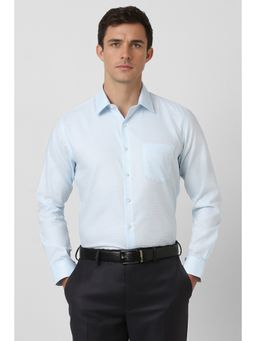 Van Heusen - Men Blue Textured Full Sleeves Formal Shirt