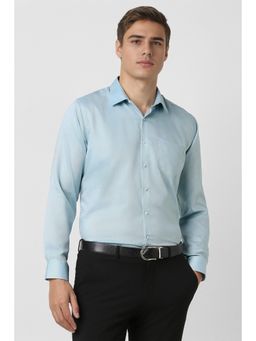Van Heusen - Men Blue Textured Full Sleeves Formal Shirt