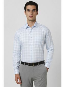 Van Heusen - Men Blue Checks Full Sleeves Formal Shirt