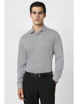 Van Heusen - Men White Printed Full Sleeves Formal Shirt