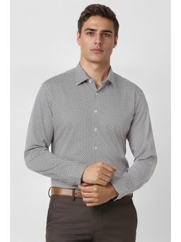 Van Heusen - Men White Printed Full Sleeves Formal Shirt