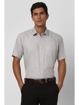 Van Heusen - Men White Checks Half Sleeves Casual Shirt