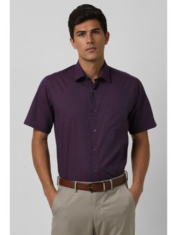 Van Heusen - Men Purple Textured Half Sleeves Casual Shirt
