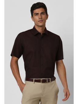 Van Heusen - Men Brown Checks Half Sleeves Casual Shirt