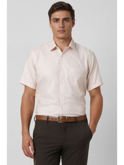 Van Heusen - Men Beige Printed Half Sleeves Formal Shirt