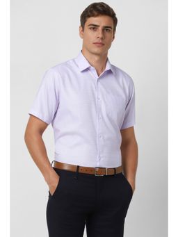 Van Heusen - Men Purple Textured Half Sleeves Formal Shirt